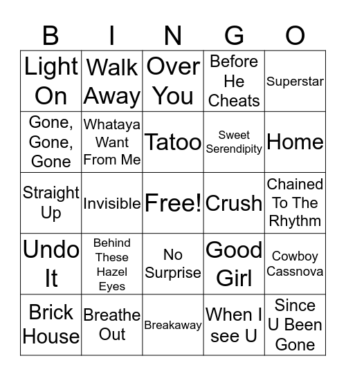 American Idol/ Covers Bingo Card