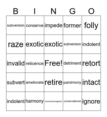 english vocab bingo2 Bingo Card