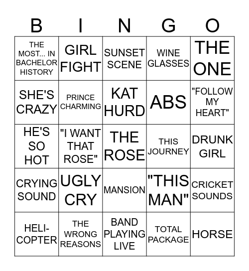 El Bachelor Bingo Card