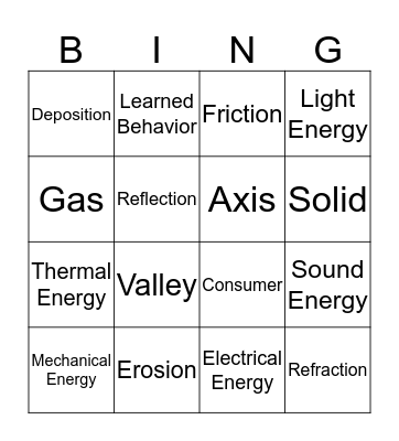 Science Bingo Card