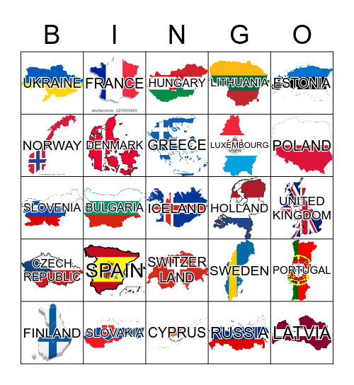 COUNTRIES IN EUROPE Bingo Card