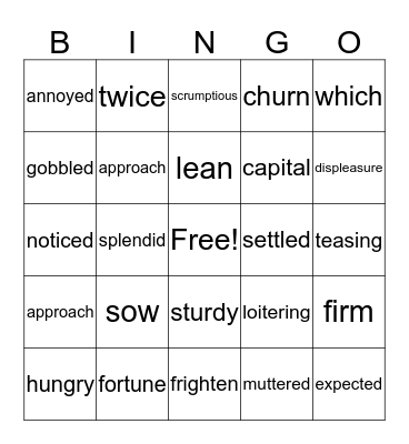 The Three Little Pigs Bingo Card