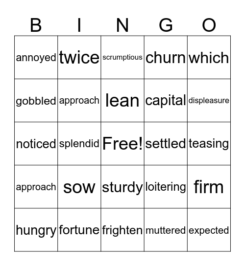 The Three Little Pigs Bingo Card