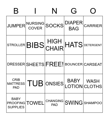 B A B Y   B I N G O Bingo Card