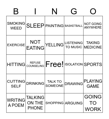 COPING SKILLS: GOOD  OR BAD? Bingo Card