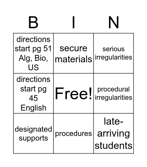 ECO BINGO Card