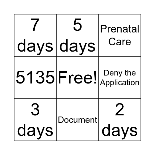 Emergency Labor and Delivery Bingo Card