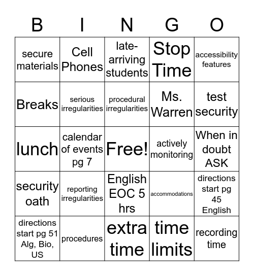 ECO BINGO Card