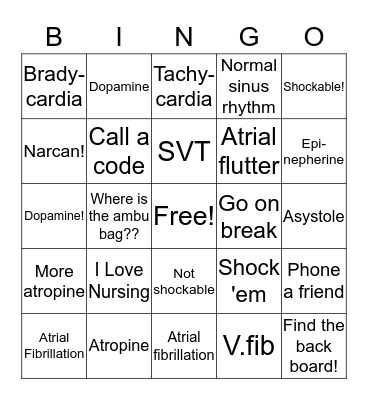 Crash Cart Bingo!!!!!!!!!! Bingo Card