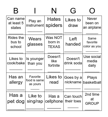 FIND SOMEONE WHO: Bingo Card