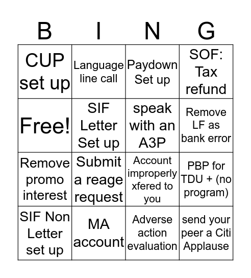 Bingo Card