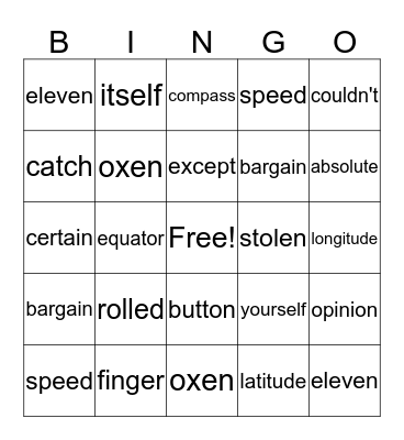 4th grade Bingo Card