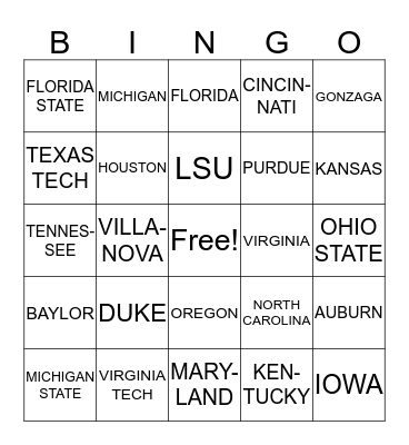 MARCH MADNESS BINGO Card