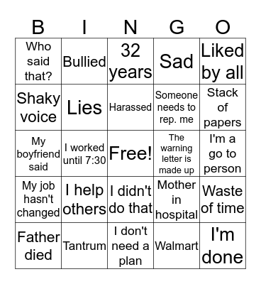 It's Personal Bingo Card
