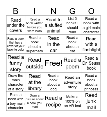 Ms. Cowles Reading Challenge Bingo Card