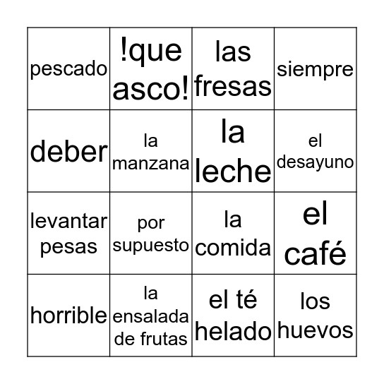 LA VIDA SANA Bingo Card