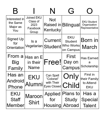 COLONEL BINGO  Bingo Card