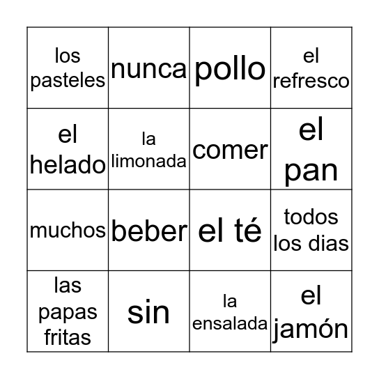 LA VIDA SANA Bingo Card