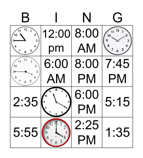 Time Review Bingo Card