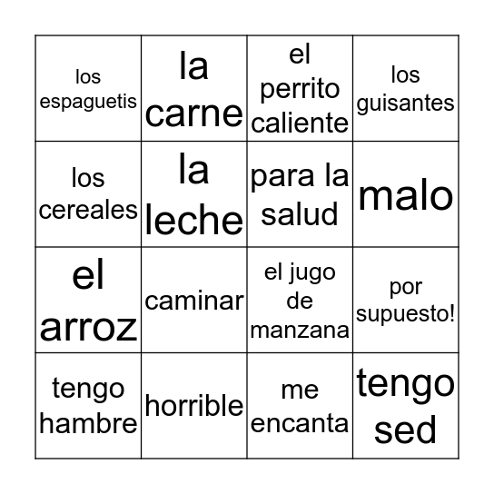 LA VIDA SANA Bingo Card