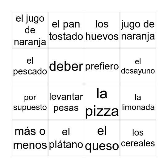 LA VIDA SANA Bingo Card