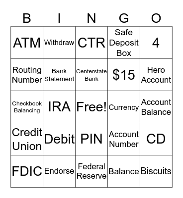 Banking Bingo Card