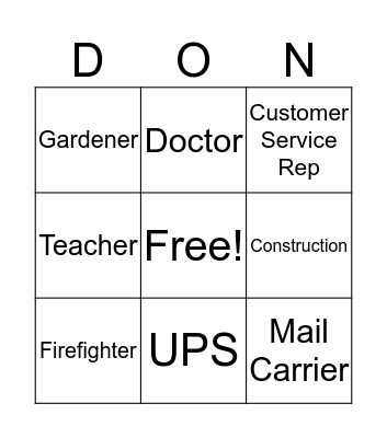 Jon-Don Bingo Card
