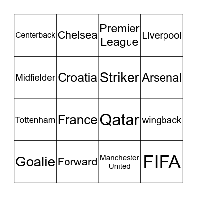 SOCCER BINGO Card