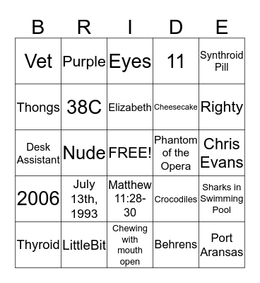 Getting to Know Sarah Bingo Card