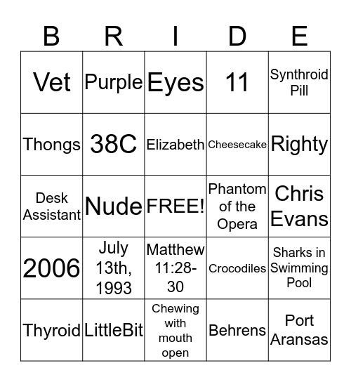 Getting to Know Sarah Bingo Card