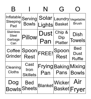 Kelly and Tyler Bingo Card