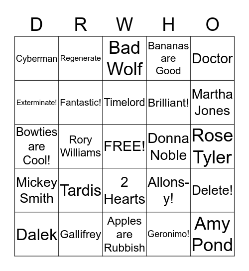 Doctor Who? Bingo Card