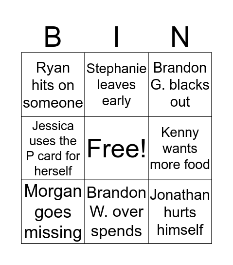 TOPGOLF BINGOOO Bingo Card