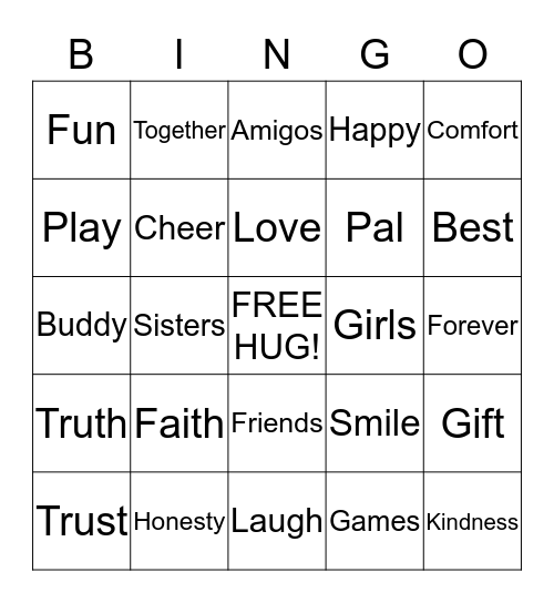 Friendship Bingo Card