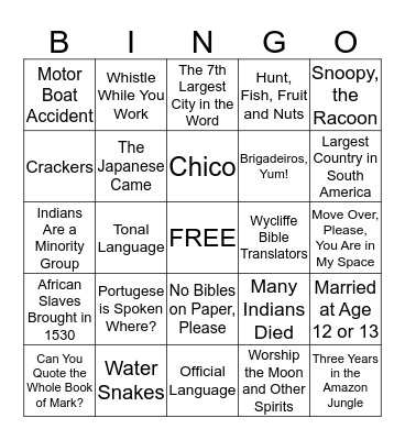 All About Brazil Bingo Card