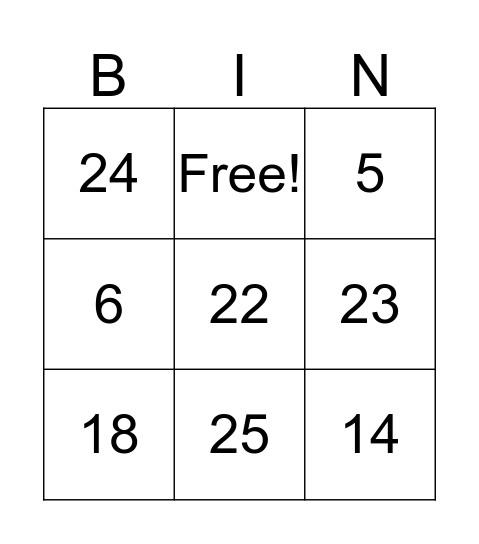 blah Bingo Card