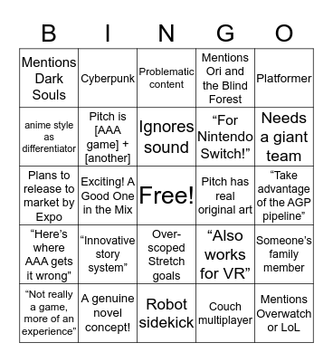 AGP Pitch Bingo Card