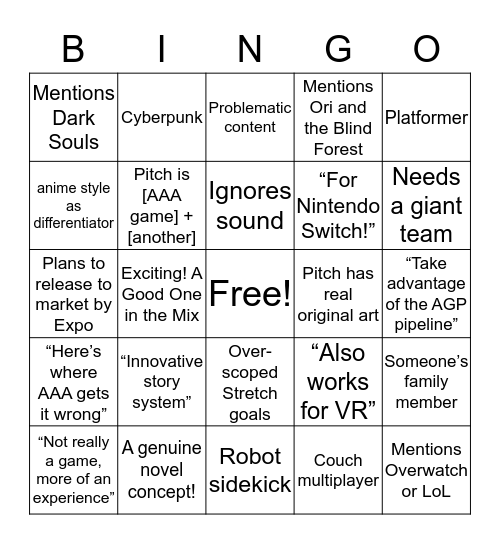 AGP Pitch Bingo Card