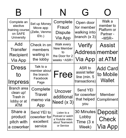 Connection Bingo Card