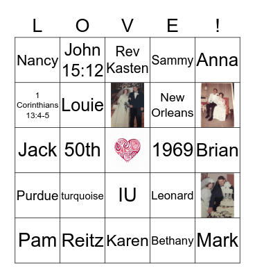 Happy Anniversary Bingo Card