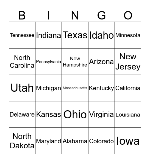 Road Trip Bingo Card