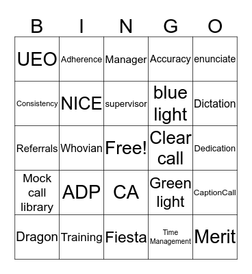 CA life Bingo Card