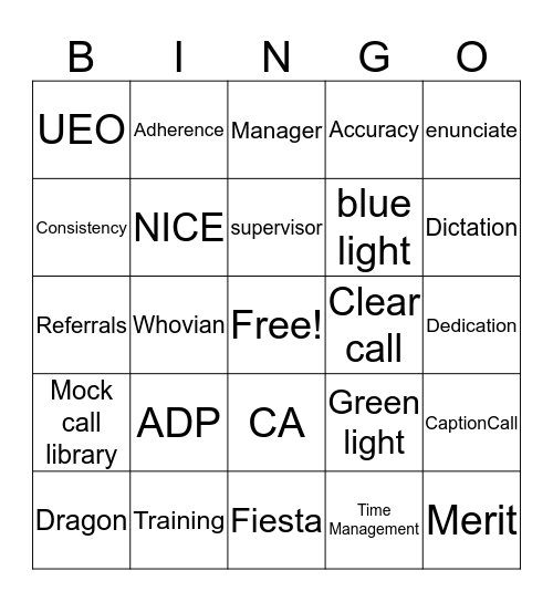 CA life Bingo Card