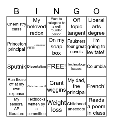 Coviello Bingo! Bingo Card