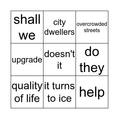 Cities of the future Bingo Card