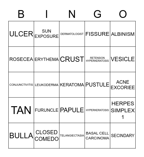 Diseases and Disorders Bingo Card