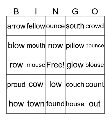 /ow/ /ou/  Bingo Card