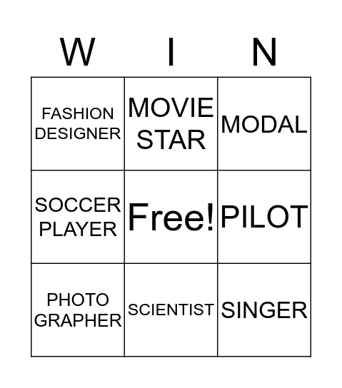 WHAT DO YOU WANT TO BE? Bingo Card