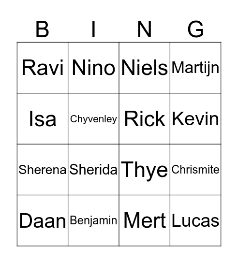 Klassen Bingo Card