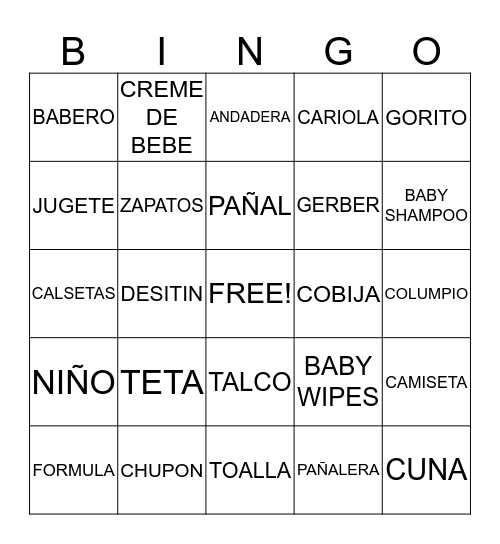 BABY SHOWER :) KEVIN IBARRA Bingo Card